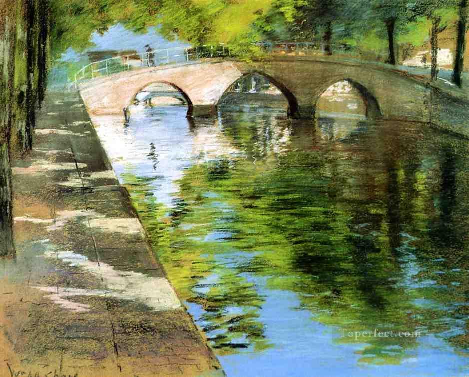 Reflections aka Canal Scene impressionism William Merritt Chase Landscapes river Oil Paintings